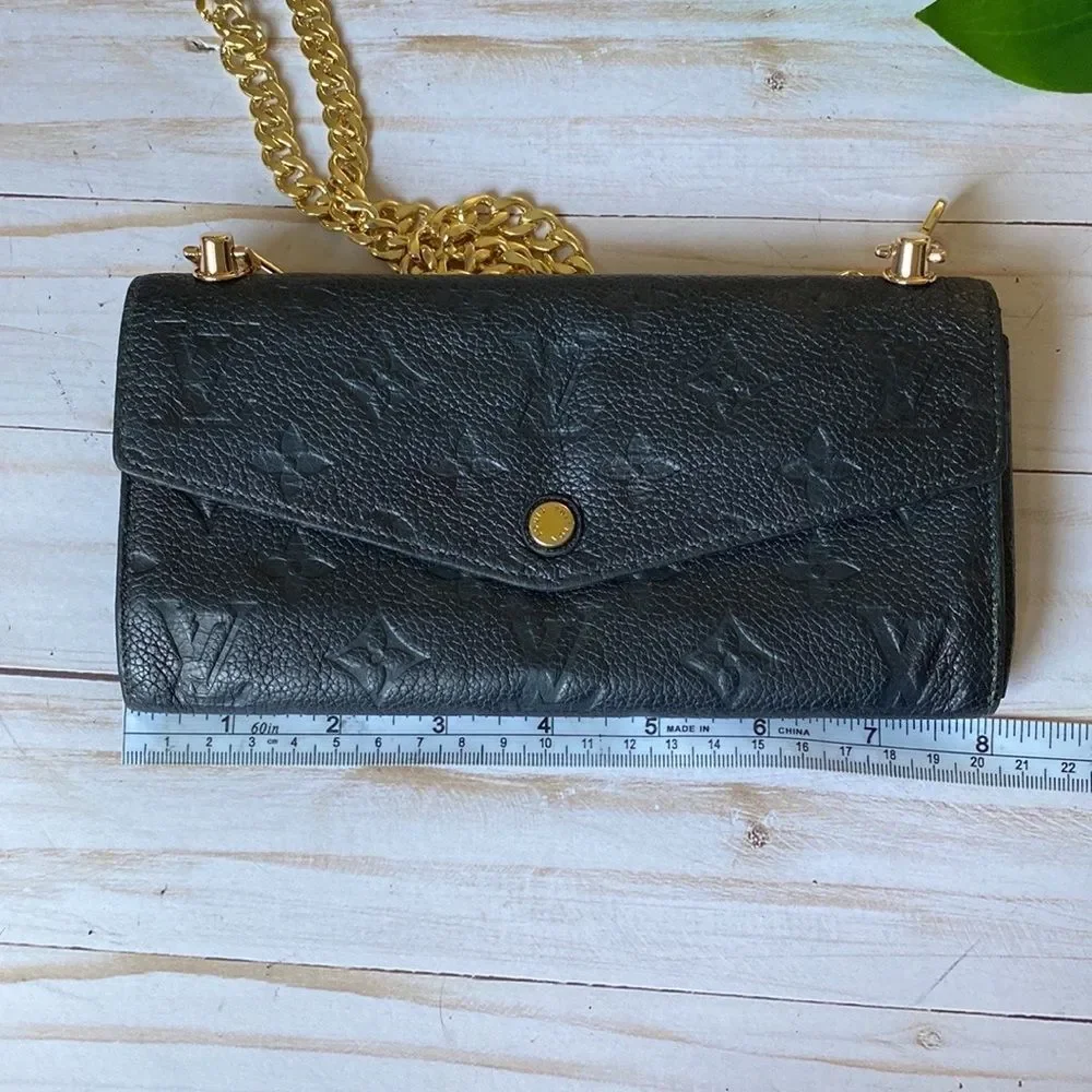 Louis Vuitton Black Crossbody Wallet with Gold Chain
